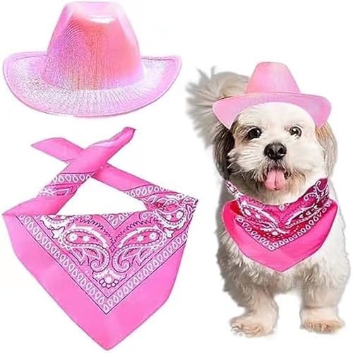Jackanna Cowboy Haustier Hut Katze tragen Hut Welpe tragen glänzende Urlaub Hut Haustier Party Kostüm (pink) von JACKANNA