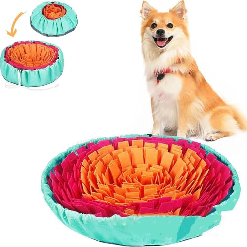 Jackanna Filz Haustier SchnüffelmatteHund FuttersuchschaleHaustier Bissfeste TrainingsmatteHaustier Spielzeug Schnüffelmat (Rose Orange Farbblockierung, 19 * 19in) von JACKANNA