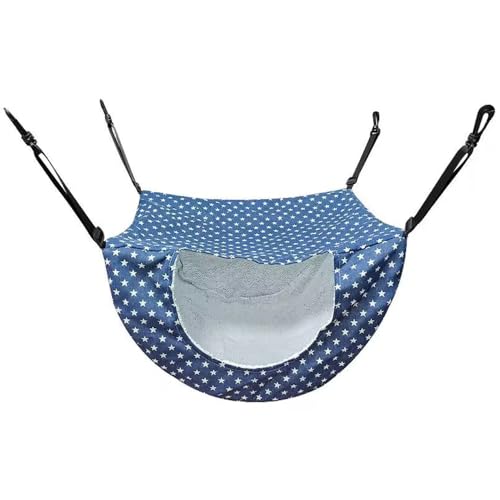 Jackanna Hängende Hängematte für Katzen, hängendes Nest für Haustiere, verstellbare Leine und Metallhaken Doppelseitige Hängemattenschaukel für Kätzchen und Kaninchen (Blauer Stern, L) von JACKANNA
