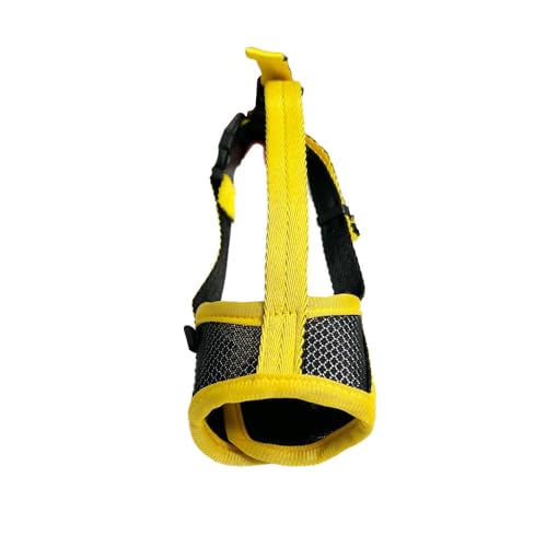 Jackanna Hund Maulkorb Atmungsaktiv Haustier Maske Anti Bark Neue Haustier Maulkorb Anti-Biss Mesh Haustier Maulkorb (Gelb [Reflektierende Baumwolle, L-(Snout:8-10cm)) von JACKANNA