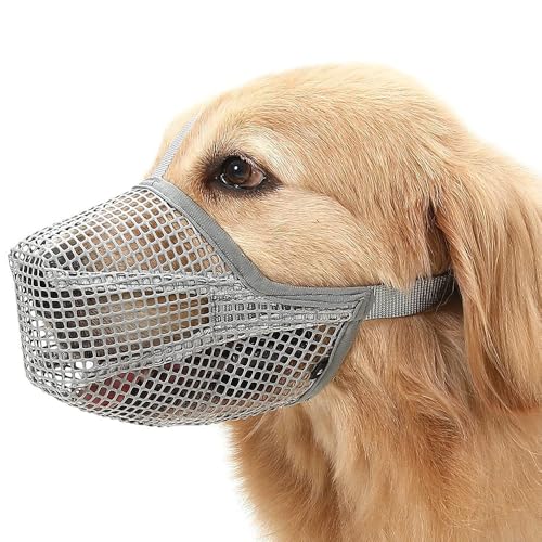 Jackanna Hund Maulkorb Atmungsaktiv Haustier Maske Anti Bark Neue Haustier Maulkorb Anti-Biss Mesh Haustier Maulkorb (Grau [All-Inclusive, M-(Snout:7-9cm)) von JACKANNA