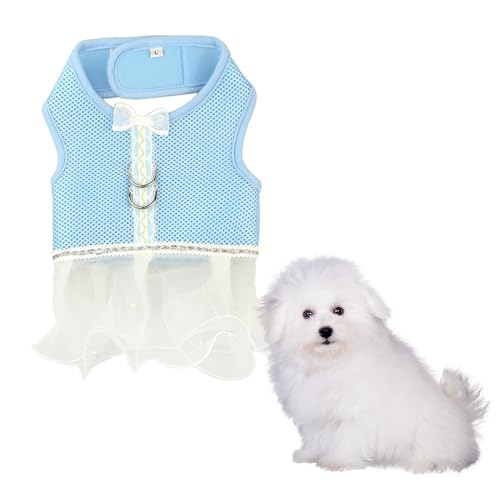 Jackanna Hunde-Brustgurt-Kleid, Mesh-Brustgurt-Weste, atmungsaktives Komfortgurt-Kleid, atmungsaktiver Mesh-Gaze-Rock für kleine und mittlere Hunde (Blau (Farbe), M) von JACKANNA