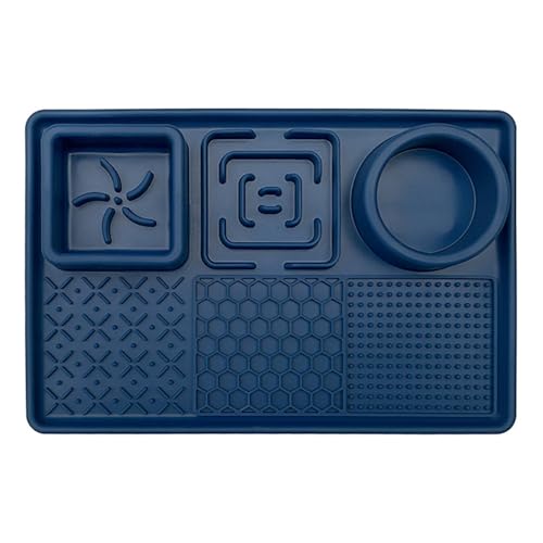 Jackanna Hundeleckmatte mit Saugnapf, Futter- und Wasserleckmatte für Haustiere, Silikonfuttermatte für Butterfutter, Joghurt, Hundeleckerlis (Blau) von JACKANNA