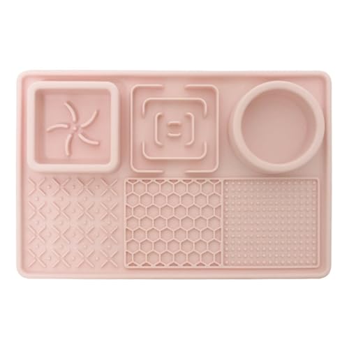 Jackanna Hundeleckmatte mit Saugnapf, Futter- und Wasserleckmatte für Haustiere, Silikonfuttermatte für Butterfutter, Joghurt, Hundeleckerlis (Rosa) von JACKANNA
