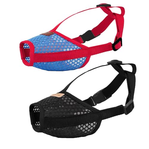 Jackanna Hundemaulkorb Anti Biss Bellen Hundemaulkorb Verstellbarer Trinkmaulkorb für Haustiere für kleine, mittelgroße Hunde (zweifarbig, S（2-3KG）) von JACKANNA