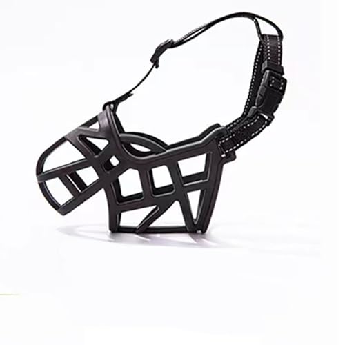 Jackanna Hundemaulkorb Reflektierend Einstellbar Anti-Beißer Anti-Bellen Anti-Kauen Großer und Kleiner Hundemaulkorb Pet Geeignet für Hunde mit Langen Nasen (Nylon Schwarz, 3# (18-28kg)) von JACKANNA