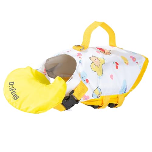 Jackanna Hundeschwimmweste Hundeschwimmweste schwimmend - Verstellbare Hundeschwimmweste mit Hals schwimmend Haustier Badebekleidung (Gelber Bär, 2XL) von JACKANNA