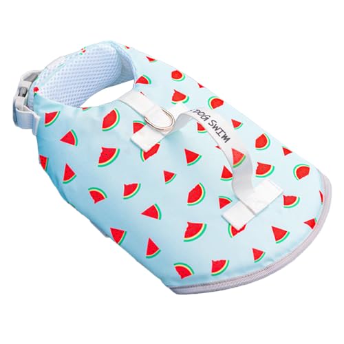 Jackanna Hundeschwimmweste Hundeschwimmweste schwimmend - Verstellbare Hundeschwimmweste mit Hals schwimmend Haustier Badebekleidung (Grüne Wassermelone, XL) von JACKANNA