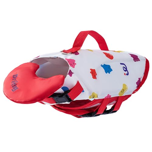 Jackanna Hundeschwimmweste Hundeschwimmweste schwimmend - Verstellbare Hundeschwimmweste mit Hals schwimmend Haustier Badebekleidung (Roter Bär, L) von JACKANNA