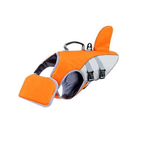 Jackanna Hundeschwimmweste – Leichte Rettungsweste mit Griff, Reflektierend für Sichere Wasseraktivitäten Hundeschwimmweste mit Klettverschluss (Haiflossen-Schwimmhilfe in Orange) von JACKANNA