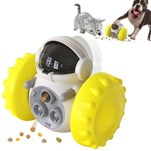 Jackanna Hundespielzeug Cat Balance Car Slow Leak Feeder Haustierzubehör Rolling Feeder Hundespielzeug, Smart Toys für Hunde, Hundefütterung (Gelber Roboter) von JACKANNA