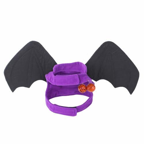 Jackanna Katze Fledermaus Kostüm Halloween Hundekostüme Haustier Kleidung Fledermaus Flügel Haustier gruselig dekoratives Zubehör für Spinne Rollenspiel (Lila) von JACKANNA