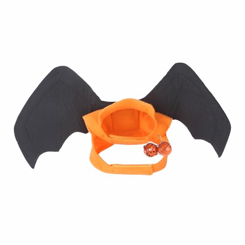 Jackanna Katze Fledermaus Kostüm Halloween Hundekostüme Haustier Kleidung Fledermaus Flügel Haustier gruselig dekoratives Zubehör für Spinne Rollenspiel (Orange) von JACKANNA