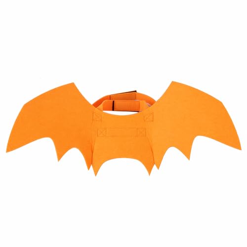 Jackanna Katze Fledermaus Kostüm Halloween Hundekostüme Haustier Kleidung Fledermaus Flügel Haustier gruselig dekoratives Zubehör für Spinne Rollenspiel (Orange Regular) von JACKANNA