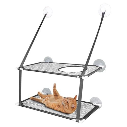 Jackanna Katze Hängematte, Katze Fenster Hängematte Fenster Barsch, Sicherheit Katze Klettergerüst, Platz sparende Fenster Katze Sitz (Bedruckt B zweilagig, Universelle Größe) von JACKANNA