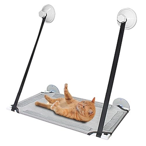 Jackanna Katze Hängematte, Katze Fenster Hängematte Fenster Barsch, Sicherheit Katze Klettergerüst, Platz sparende Fenster Katze Sitz (Grau einlagig, Universelle Größe) von JACKANNA