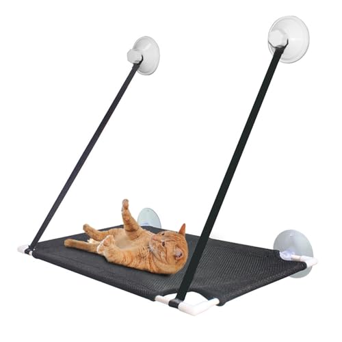 Jackanna Katze Hängematte, Katze Fenster Hängematte Fenster Barsch, Sicherheit Katze Klettergerüst, Platz sparende Fenster Katze Sitz (Schwarz einlagig, Universelle Größe) von JACKANNA