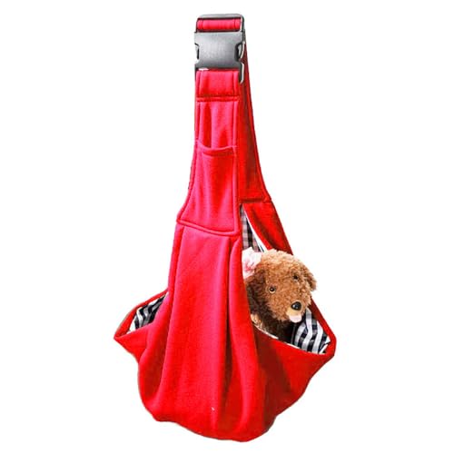 Jackanna Katze Tasche, Outdoor Portable große Kapazität verstellbare Haustier Rucksack, einzelne Schultergurt Crossbody Haustier Tasche (Rot) von JACKANNA