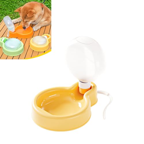 Jackanna Klappbare Hunde-Trinkflasche – Tragbarer Wasserbecher für Hunde & Katzen, Auslaufsicherer Reise-Trinknapf für Spaziergänge, Wanderungen & UnterwegsWände (Gelb, 500ML/129g) von JACKANNA