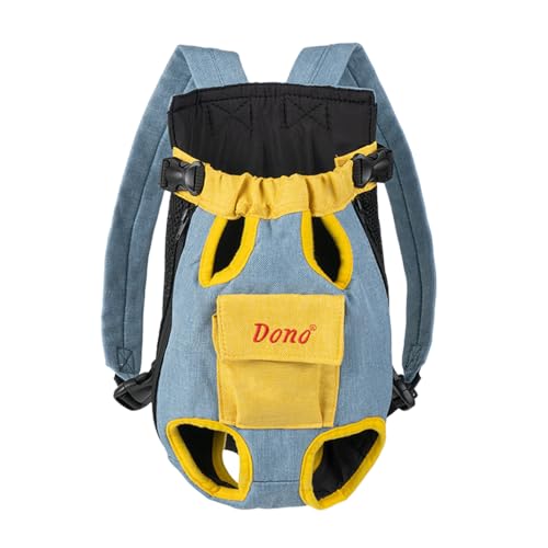Jackanna Pet Bag, Out and About Portable Duffel Bag, Hund Katze Brust Vier Beine Backpack (Blau und Gelb, XL) von JACKANNA