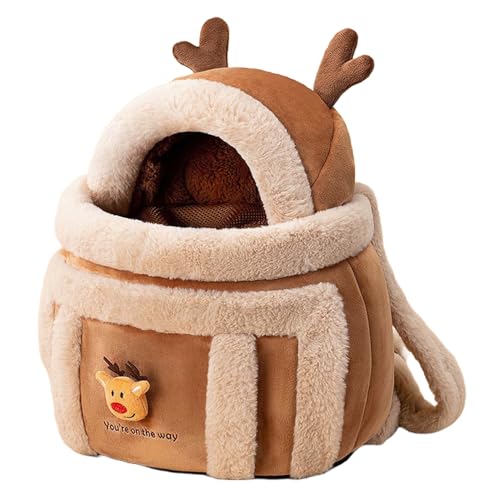Jackanna Pet Carrier, Hands Free Carrier für Kätzchen und Welpen, Faltbare Haustier Reisetasche, Soft Side Pet Travel Bag (Brauner Elch, L) von JACKANNA