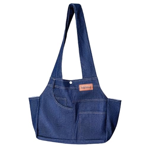 Jackanna Pet Carrier, Hands Free Carrier für Kätzchen und Welpen, Faltbare Haustier Reisetasche, Soft Side Pet Travel Bag (Dunkelblaue Denim-Tasche, L) von JACKANNA