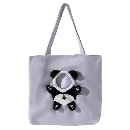 Jackanna Pet Carrier, Hands Free Carrier für Kätzchen und Welpen, Faltbare Haustier Reisetasche, Soft Side Pet Travel Bag (Grauer Panda, L) von JACKANNA