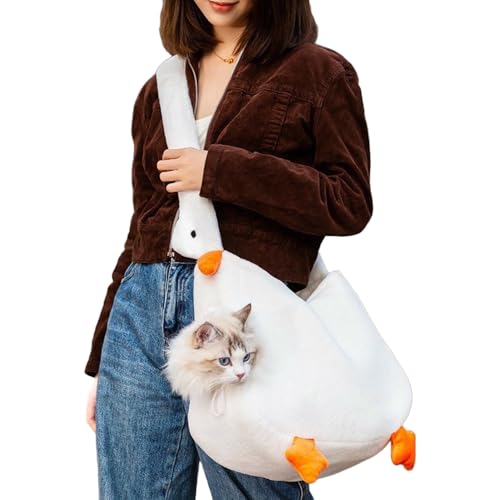 Jackanna Pet Carrier, Hands Free Carrier für Kätzchen und Welpen, Faltbare Haustier Reisetasche, Soft Side Pet Travel Bag (weiße Gans, S) von JACKANNA