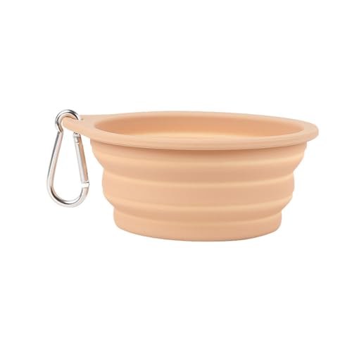 Jackanna Pet Folding Bowl Outdoor Portable zusammenklappbar Travel Bowl Zusammenklappbarer Wassernapf für Katzen, Hunde, tragbarer Futternapf mit Wanderschnalle ([Grau] 600ml) von JACKANNA