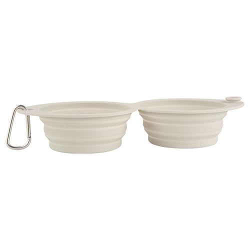 Jackanna Pet Folding Bowl Outdoor Portable zusammenklappbar Travel Bowl Zusammenklappbarer Wassernapf für Katzen, Hunde, tragbarer Futternapf mit Wanderschnalle ([Hellgrau] 350ml) von JACKANNA