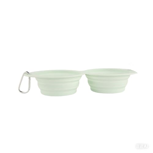 Jackanna Pet Folding Bowl Outdoor Portable zusammenklappbar Travel Bowl Zusammenklappbarer Wassernapf für Katzen, Hunde, tragbarer Futternapf mit Wanderschnalle ([Hellgrün] 350ml) von JACKANNA
