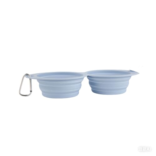 Jackanna Pet Folding Bowl Outdoor Portable zusammenklappbar Travel Bowl Zusammenklappbarer Wassernapf für Katzen, Hunde, tragbarer Futternapf mit Wanderschnalle ([Himmelblau] 350ml) von JACKANNA
