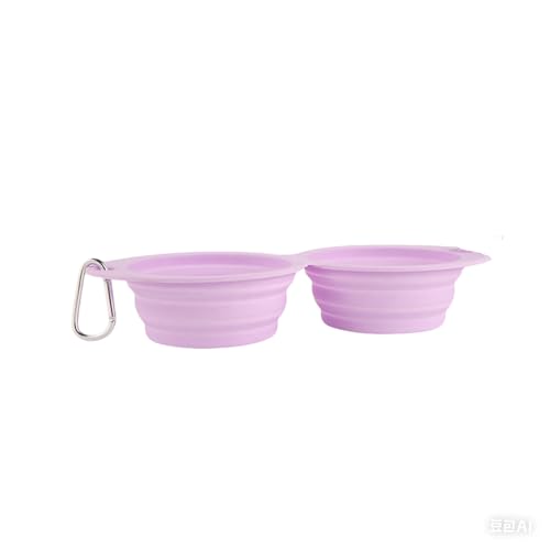 Jackanna Pet Folding Bowl Outdoor Portable zusammenklappbar Travel Bowl Zusammenklappbarer Wassernapf für Katzen, Hunde, tragbarer Futternapf mit Wanderschnalle ([Violett] 350ml) von JACKANNA