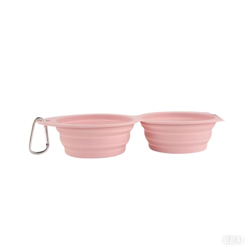 Jackanna Pet Folding Bowl Outdoor Portable zusammenklappbar Travel Bowl Zusammenklappbarer Wassernapf für Katzen, Hunde, tragbarer Futternapf mit Wanderschnalle (rosa 350ml) von JACKANNA