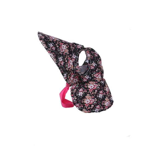 Jackanna Summer Pet Bake Resistant Sun Hat Floral Dog Baseball Cap Shade Tie Floral Pet Dress Up Hat (Schwarze Blume) von JACKANNA