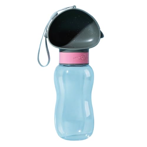 Jackanna Tragbare Hundewasserflasche und Hundefutterflaschenspender mit Schüssel - auslaufsichere, lebensmittelechte Kunststoffbecher (Pinguin Grau, 600ml) von JACKANNA