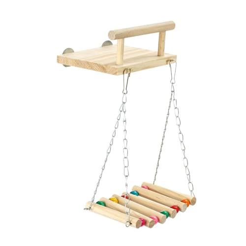 Jackanna Vogelspielzeug aus Holz – Papageien-Schaukel für Sittiche, Wellensittiche & Nymphensittiche kleine & mittelgroße Vögel (Kette Schaukel) von JACKANNA