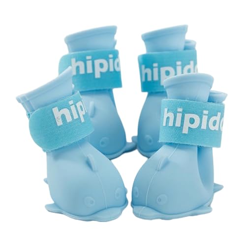 Jackanna wasserdichte Hundeschuhe, Hundeschuhe geeignet für Schnee und Regenwetter (Blauer Delphin (Kleiner Hund), L) von JACKANNA