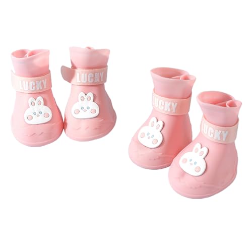 Jackanna wasserdichte Hundeschuhe, Hundeschuhe geeignet für Schnee und Regenwetter (Ollie Rosa Hase (Großer Hund), L) von JACKANNA