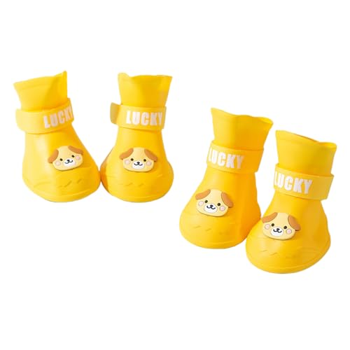 Jackanna wasserdichte Hundeschuhe, Hundeschuhe geeignet für Schnee und Regenwetter (Rocky Gelbes Hündchen, 4XL) von JACKANNA