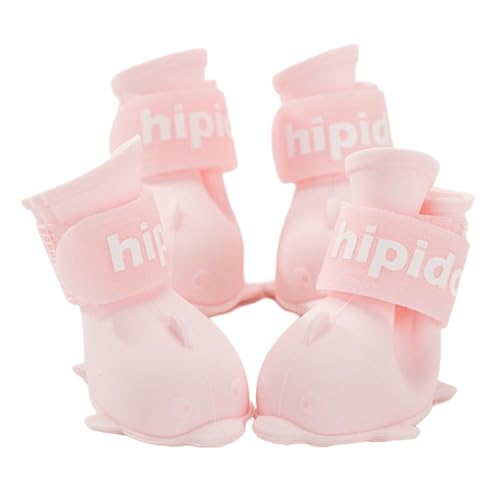 Jackanna wasserdichte Hundeschuhe, Hundeschuhe geeignet für Schnee und Regenwetter (Rosa Delfin (Kleiner Hund), L) von JACKANNA