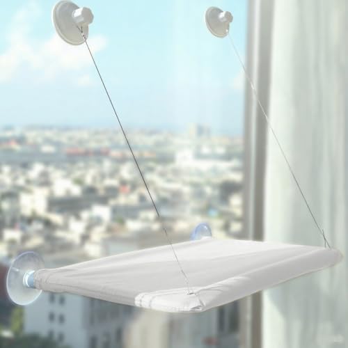 Katzen Fensterliege,Katzen Zubehör Fenster-Katzenhängematte bis 25kg (55x35 cm) –Katzenbalkon Verstärkte Fensterliege mit Starken Saugnäpfen(Himmelblau) von JACKANNA