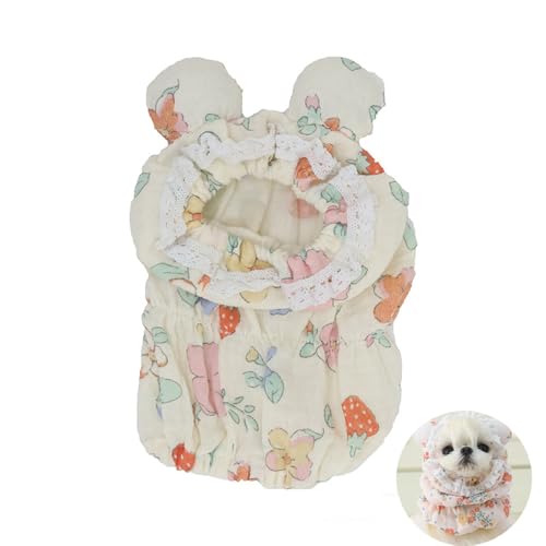Katzen- & Hundefutter-Schutzhaube | Anti-Schmutz-Lätzchen mit 3D-Bärenohren | Aus Baumwolle & Spitze | Niedliches Fotozubehör für Instagram (Beige, l) von JACKANNA