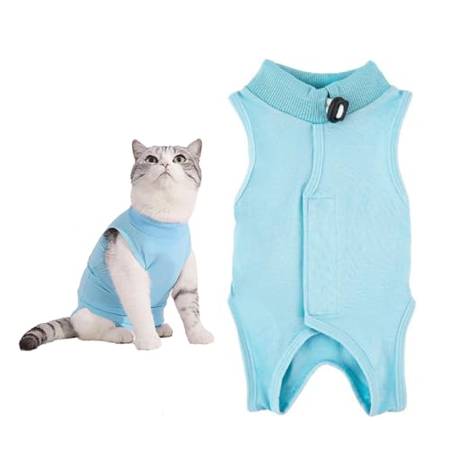 Katzenbody Nach Op Anti-leckende für Katzen Body für Katzen Operation Katzenbekleidung Haut-Krankheit Recovery Body Katze Kleidung Nach Kastration Medical Pet Shirt Katze (Blau, S) von JACKANNA