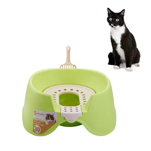 Katzentoilette für Kätzchen mit Deckel & hohen Kanten - Ergonomisches Design mit Antihaft-Beschichtung, obenliegendem Eingang & stabilen Gitter, ideal für kleine/große Wohnungen (Grün, EIN Stück) Katzentoilette für Kätzchen mit Deckel & hohen Kanten - Ergonomisches Design mit Antihaft-Beschichtung, obenliegendem Eingang & stabilen Gitter, ideal für kleine/große Wohnungen (Grün, EIN Stück) von JACKANNA