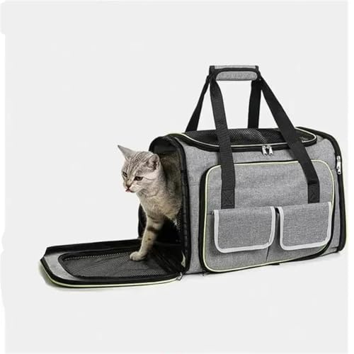 Katzentransportbox Transportbox Katze Groß Katzen Transport Tasche Erweiterbar Katzenkorb Transport für 2 Katzen Hund Welpen, Flugzeug Faltbar Hundetransportbox (Grau, (S) 40CM*25CM*25CM) von JACKANNA