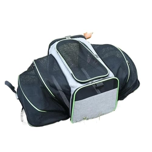 Katzentransportbox Transportbox Katze Groß Katzen Transport Tasche Erweiterbar Katzenkorb Transport für 2 Katzen Hund Welpen, Flugzeug Faltbar Hundetransportbox (Grün, （L） 46CM*30CM*30CM) von JACKANNA