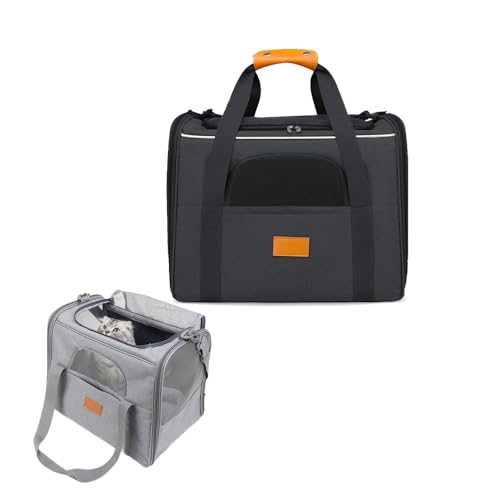 Katzentransporttasche Haustiertasche,Katzentransportbox Faltbar und Atmungsaktiv, Katzentasche Transporttasche 7kg Transportbox Katze, Hundetasche Flugzeug für Mittelgroße Hunde, (Schwarz) von JACKANNA
