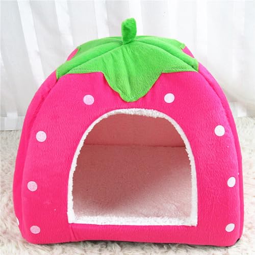 Kuschelhöhle Meerschweinchen Höhle Meerschweinchen Hasen Zubehör SpielzeugWinter Gemütliches Kleintierbetten für Zwergkaninchen (Rosa, l) von JACKANNA