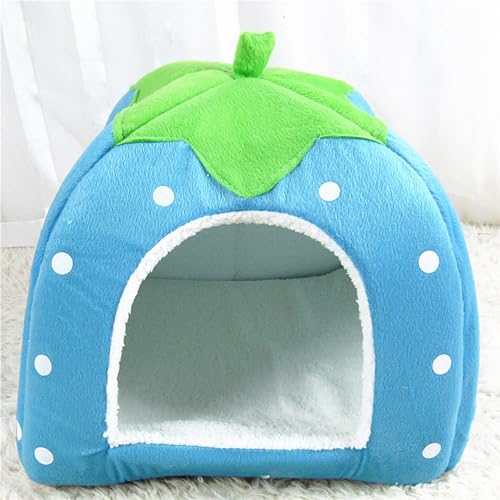 Kuschelhöhle Meerschweinchen Höhle Meerschweinchen Hasen Zubehör SpielzeugWinter Gemütliches Kleintierbetten für Zwergkaninchen (Seeblau, s) von JACKANNA
